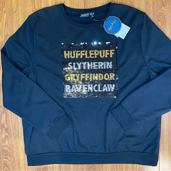 NWT Harry Potter Disney Sequin Magic Crew Neck Black Sweater Size XL - Picture 13 of 15